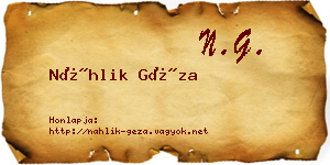 Náhlik Géza névjegykártya